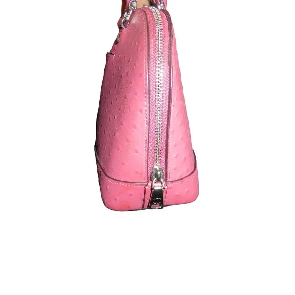 Coach Mini Dome Sierra Ostrich Embossed Leather Top Handle Satchel F66932 Adorab - Picture 4 of 11